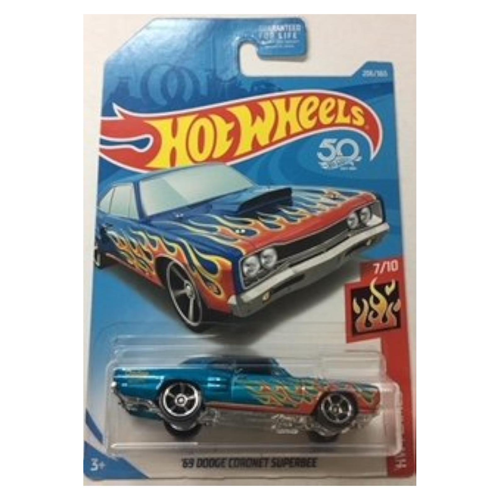 Hot Wheels 69 Dodge Coronet Superbee Azul con Llamas