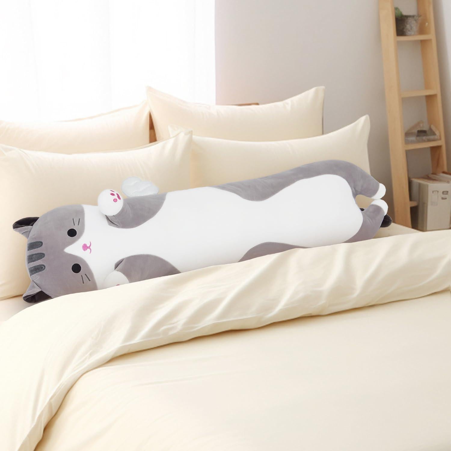 Almohada de Gato de Peluche Zhengzhou 110cm Gris Suave