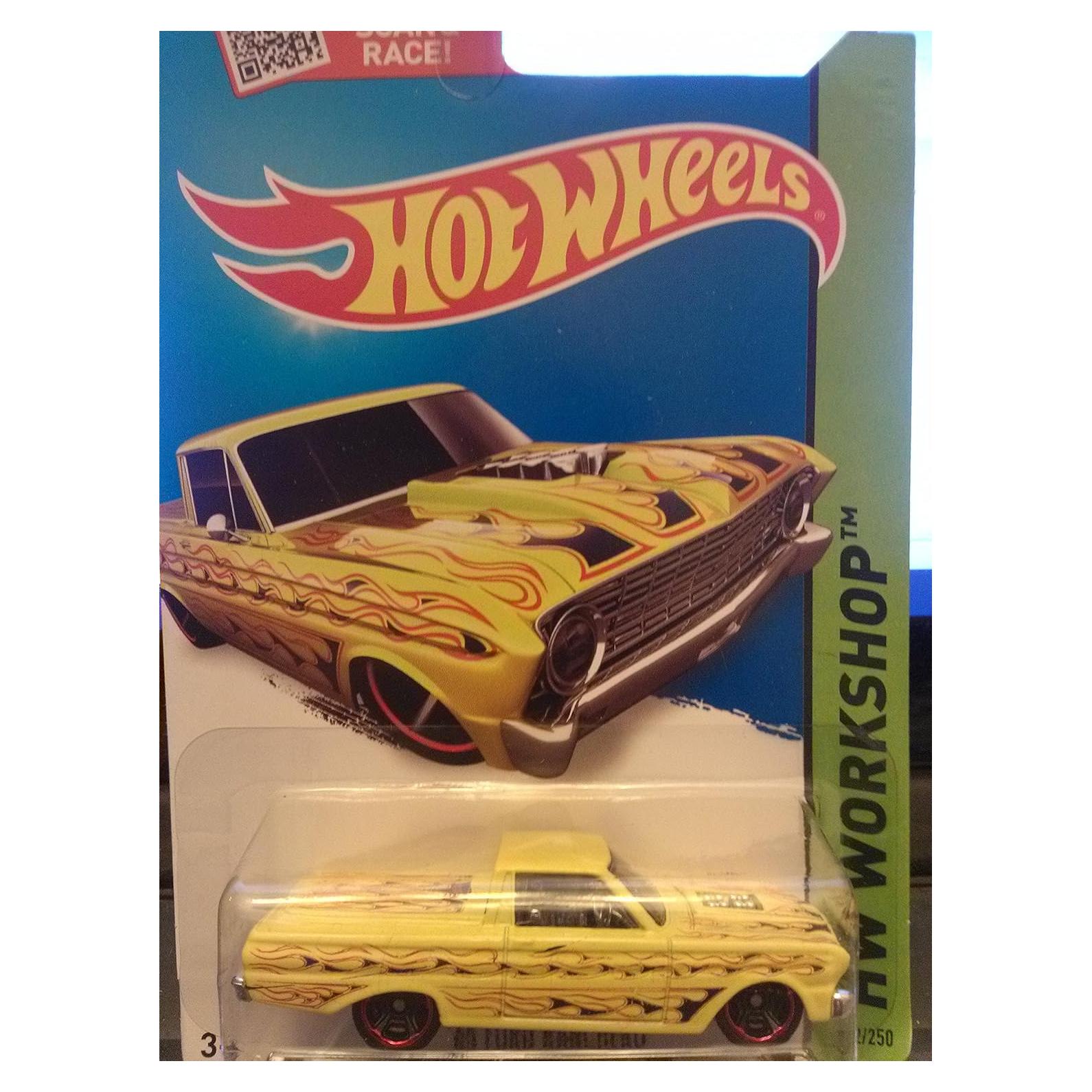 Hot Wheels 2015 Camión '65 Ford Ranchero Amarillo con Llamas