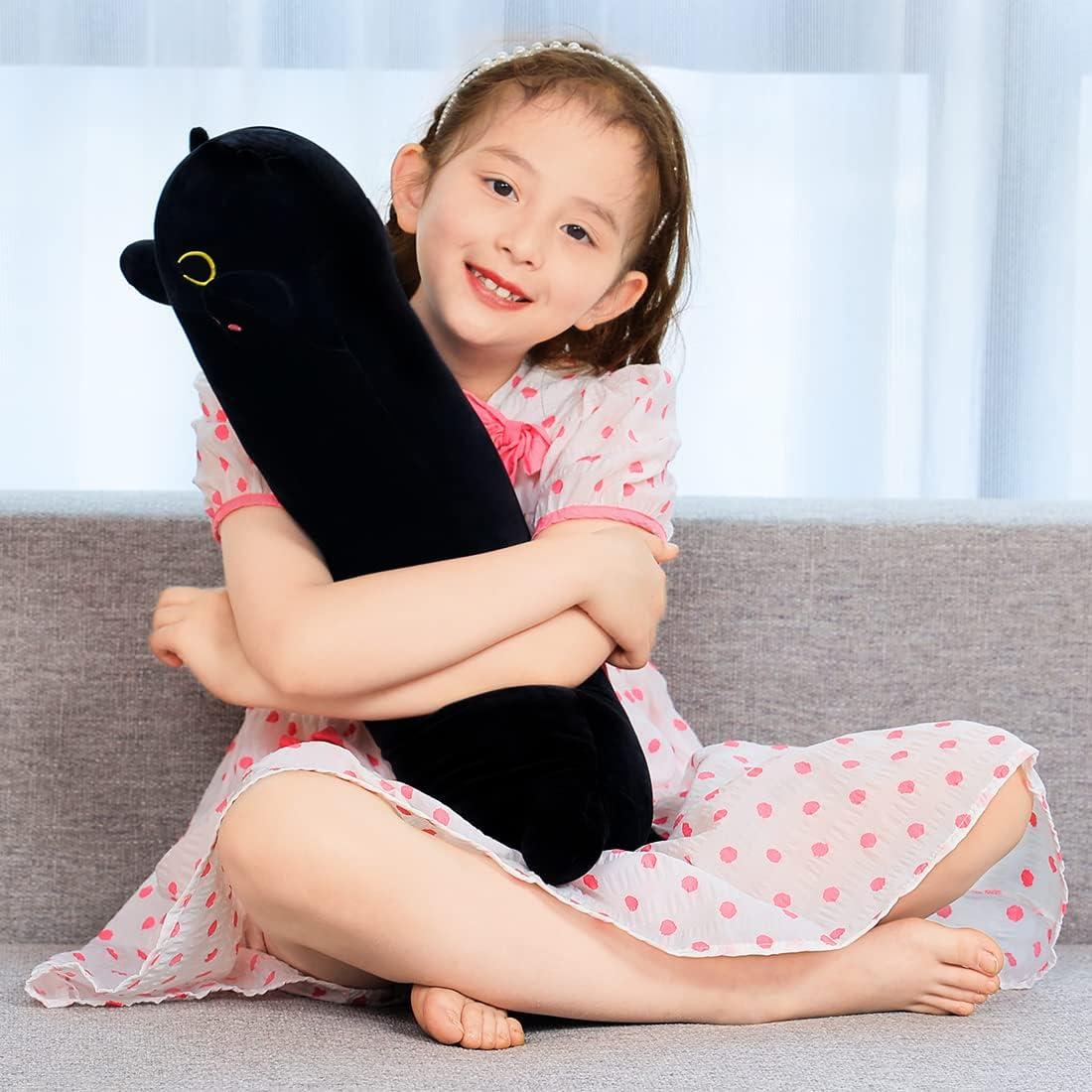 Gato de Peluche Negro 70cm Almohada Abrazo Regalo Niños