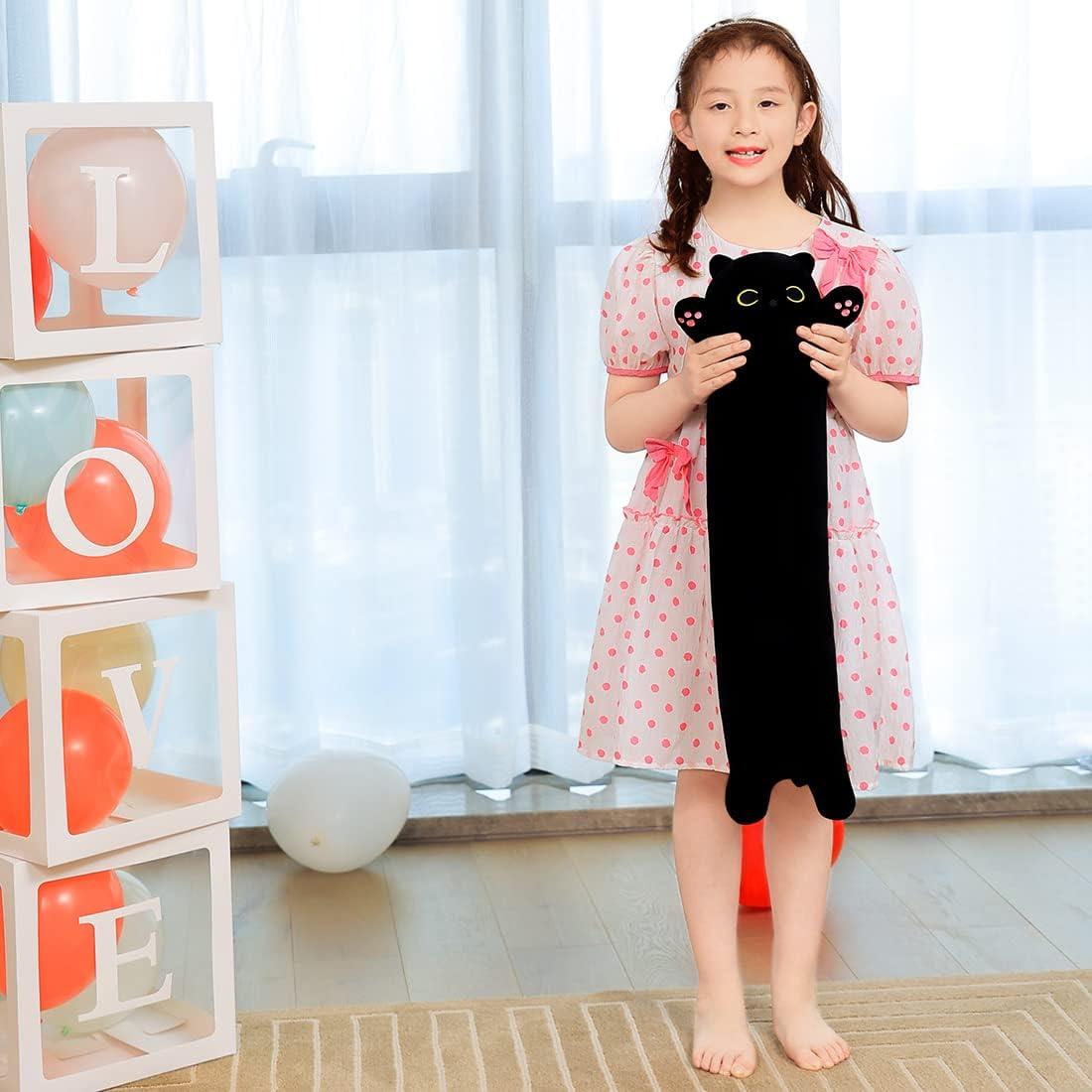 Gato de Peluche Negro 70cm Almohada Abrazo Regalo Niños