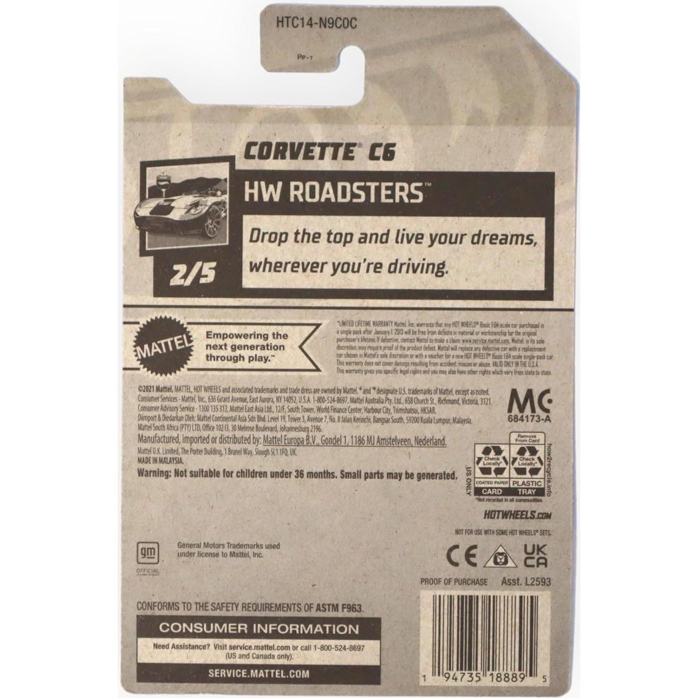 Auto a Escala Hot Wheels Corvette C6 Naranja 1:64