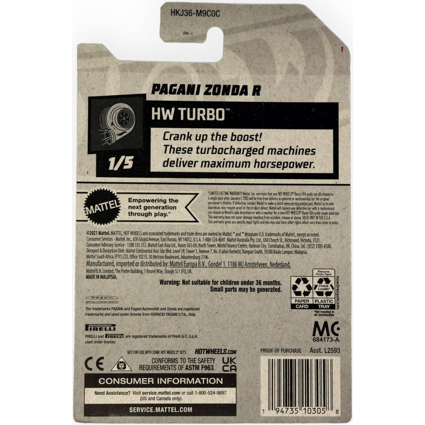 Hot Wheels Pagani Zonda R Blanco 1:64 HW Turbo 1/5