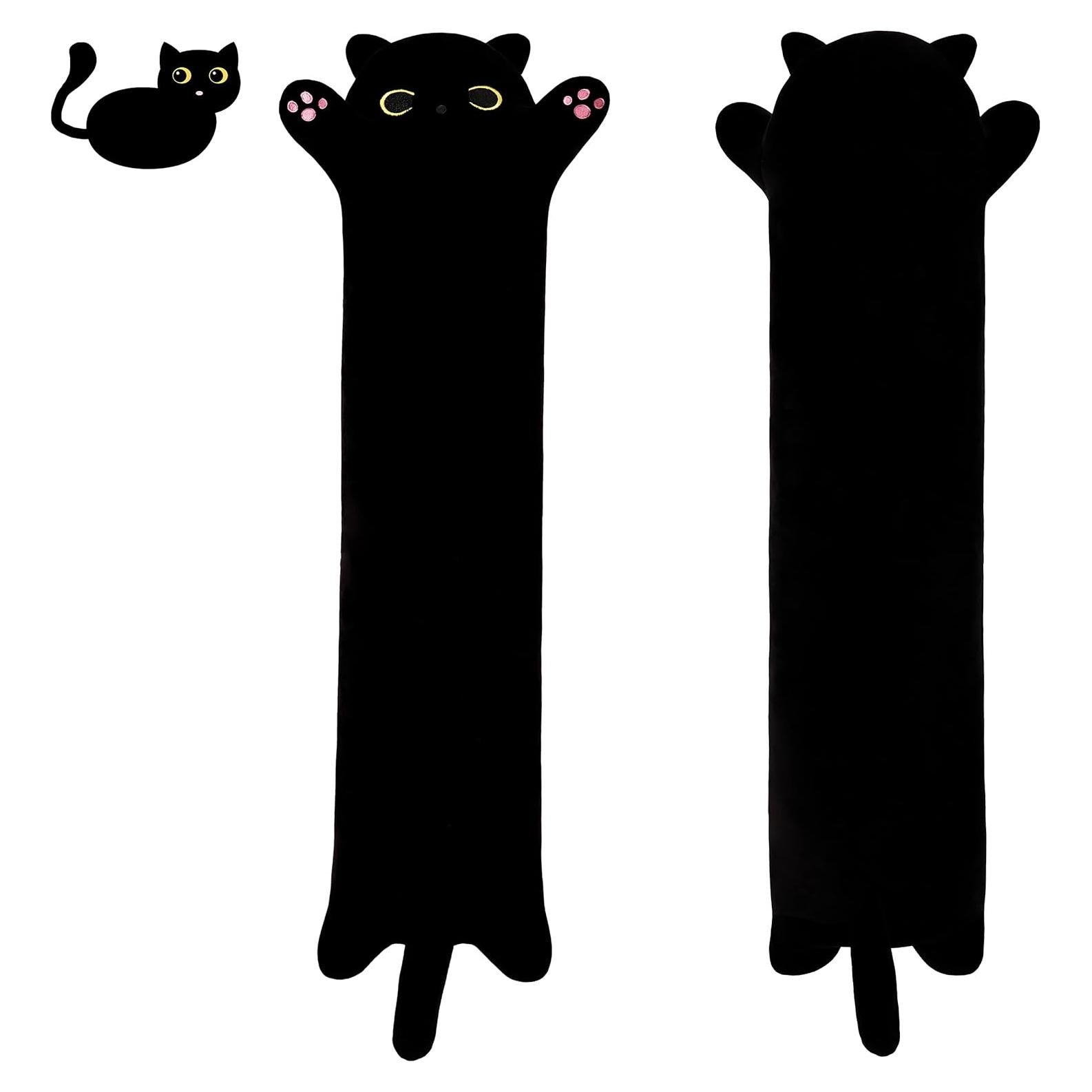 Pillow de Peluche Gato Negro MIAOHAHA 90cm Suave y Abrazo