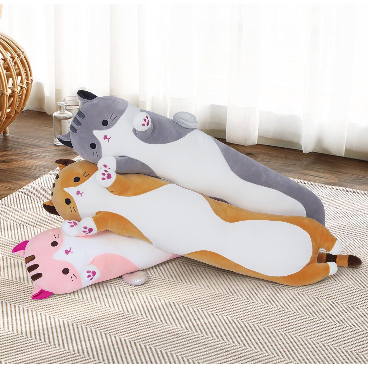 Almohada de Gato de Peluche Zhengzhou 90cm Gris Suave