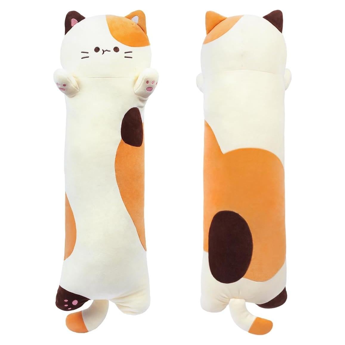 Almohada de Gato de Peluche MIAOHAHA Beige 70cm Suave