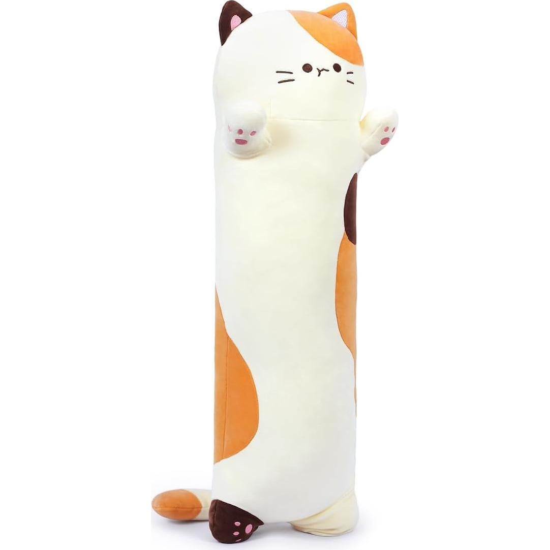 Almohada de Gato de Peluche MIAOHAHA Beige 70cm Suave