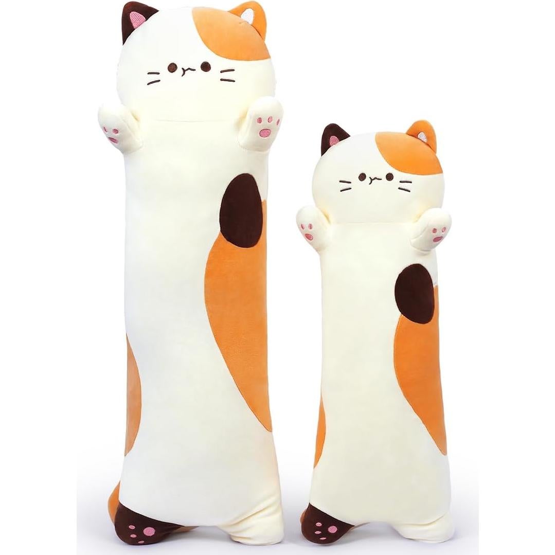 Almohada de Gato de Peluche MIAOHAHA Beige 70cm Suave