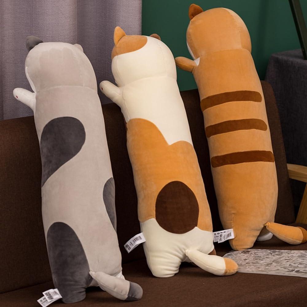 Almohada de Gato de Peluche MIAOHAHA Beige 70cm Suave