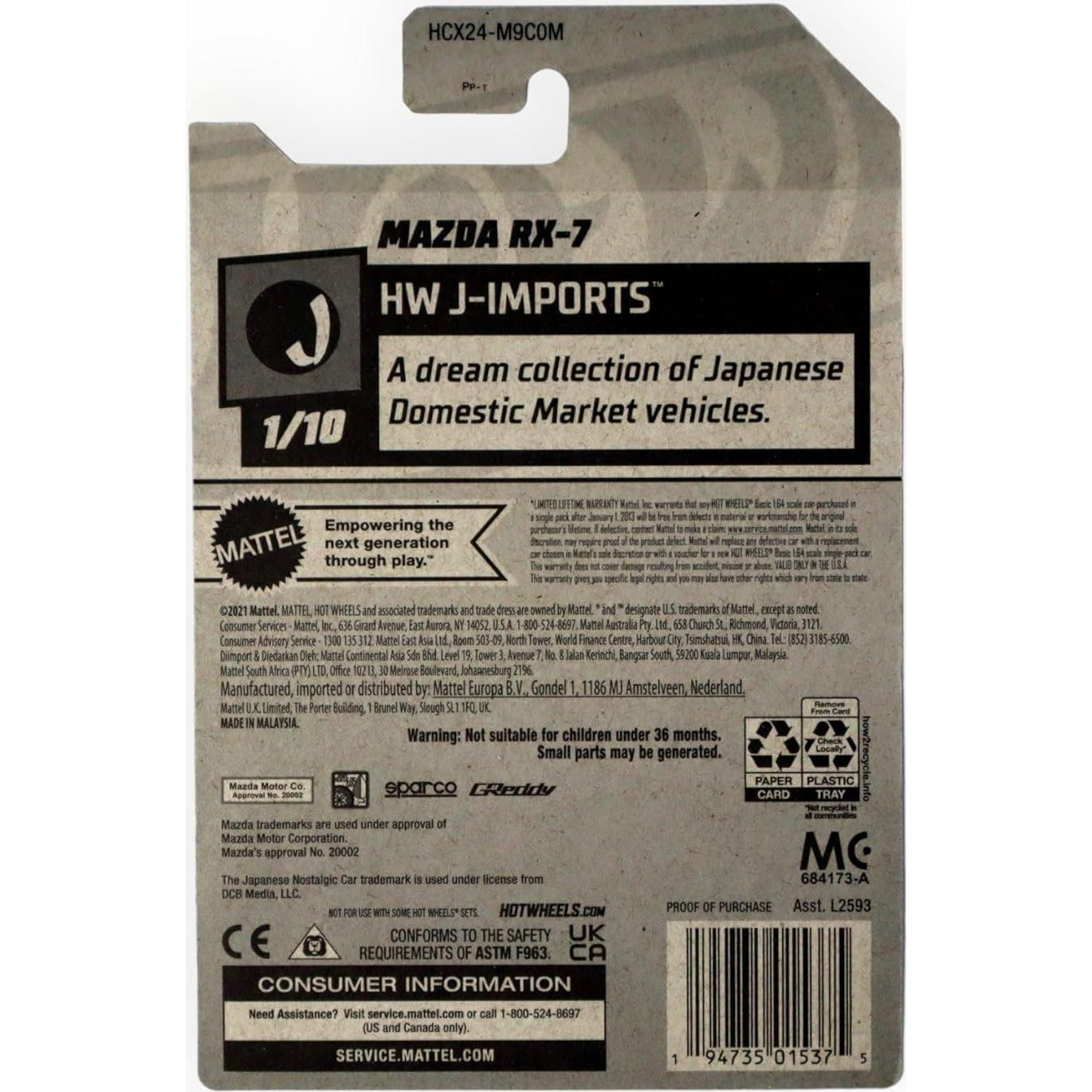 Hot Wheels Mazda RX-7 2022 Rojo Escala 1:64 Die Cast