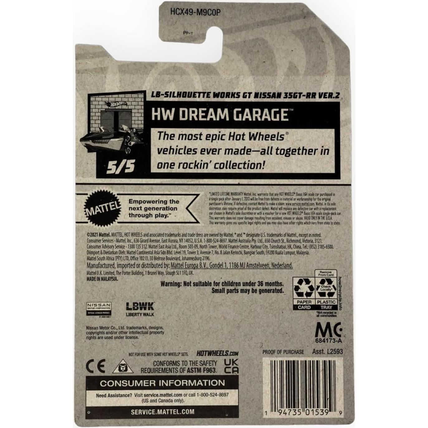 Hot Wheels 2022 LB-Silhouette Works GT Nissan 35GT-RR Blanco