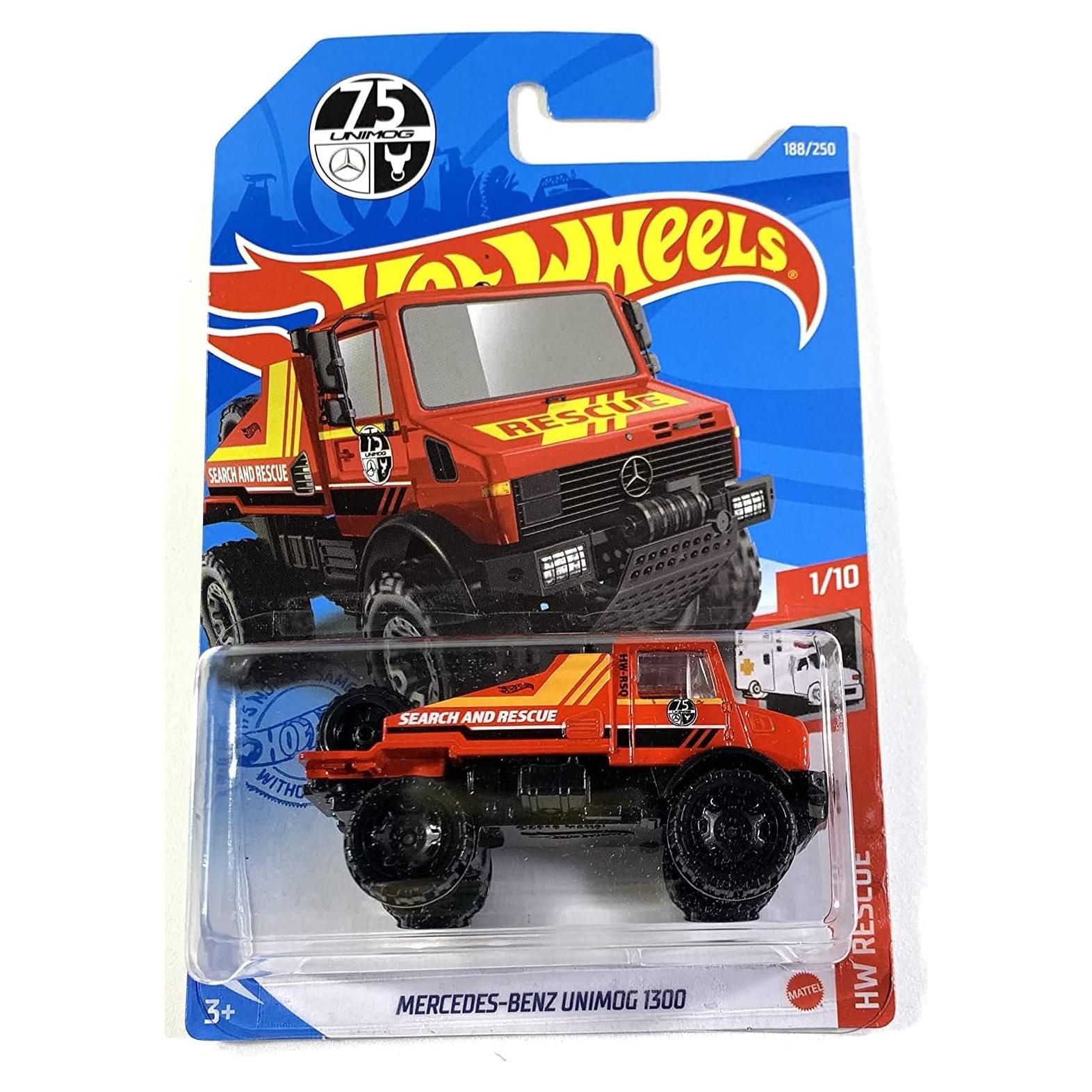Hot Wheels, Mercedes-Benz Unimog 1300 Red, HW Rescue 1/10, 188/250