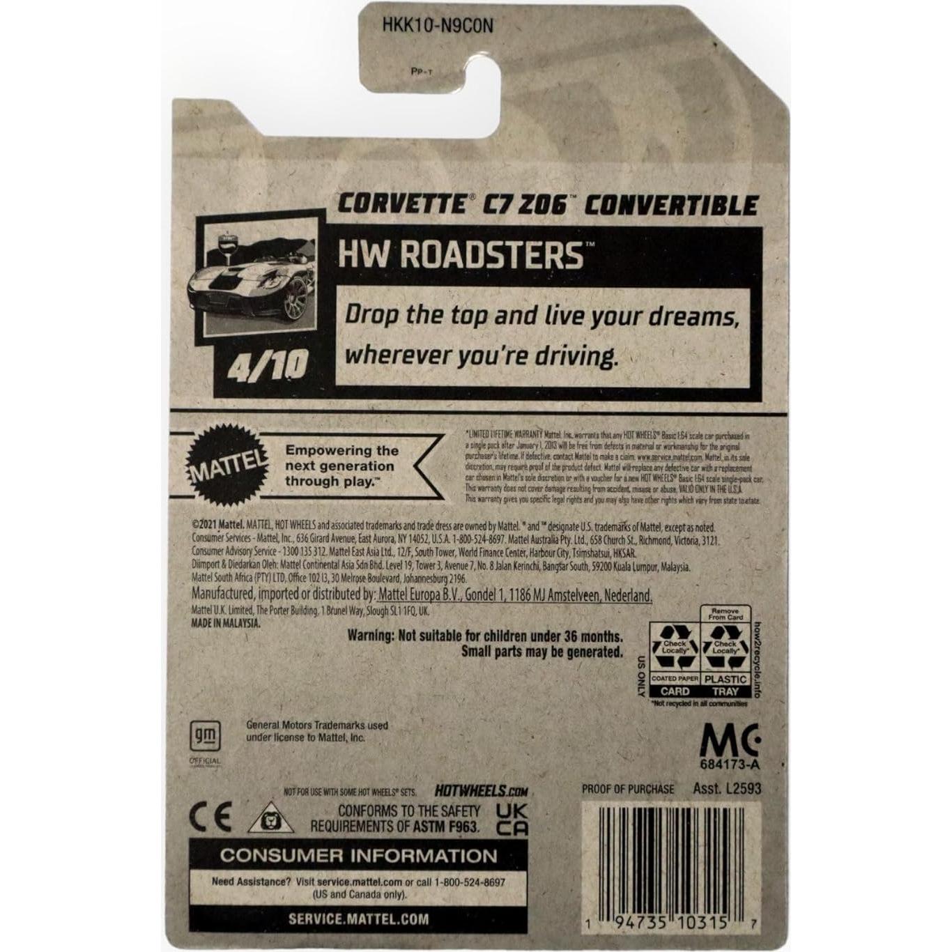 Hot Wheels Corvette C7 Z06 Convertible Naranja 1:64