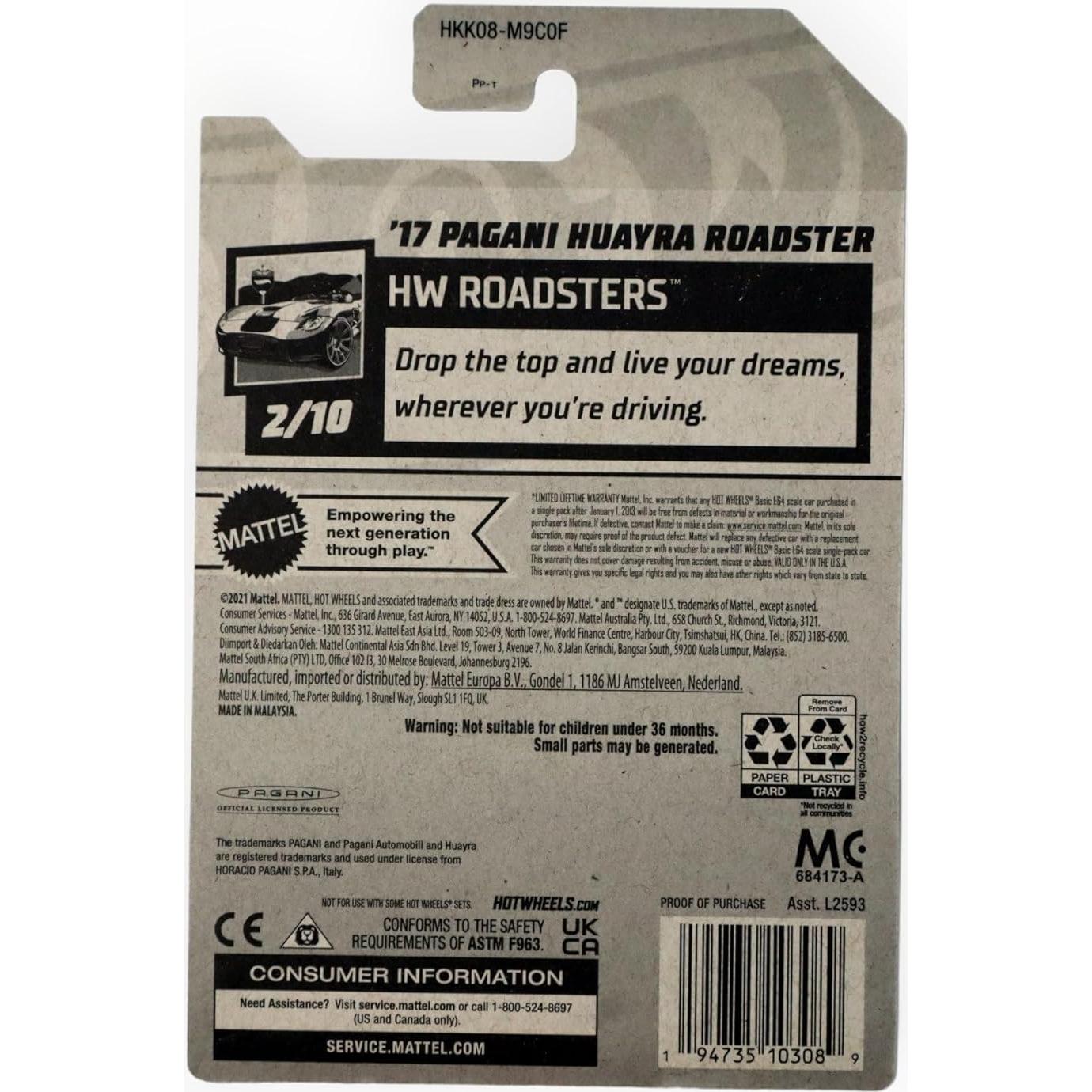 Auto a Escala Hot Wheels Pagani Huayra Roadster Azul 1:64