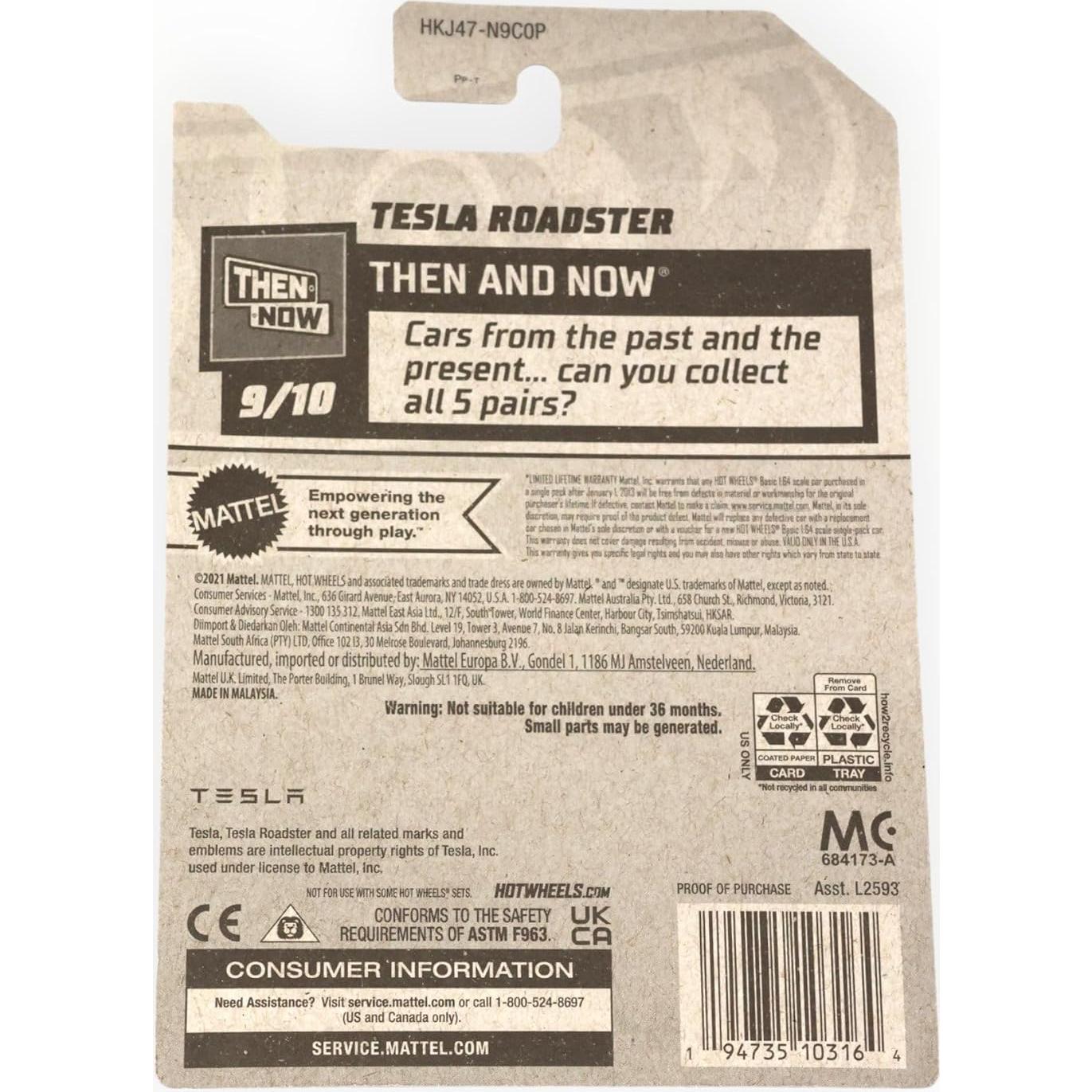 Hot Wheels Tesla Roadster 1:64 Naranja 249/250 Mattel