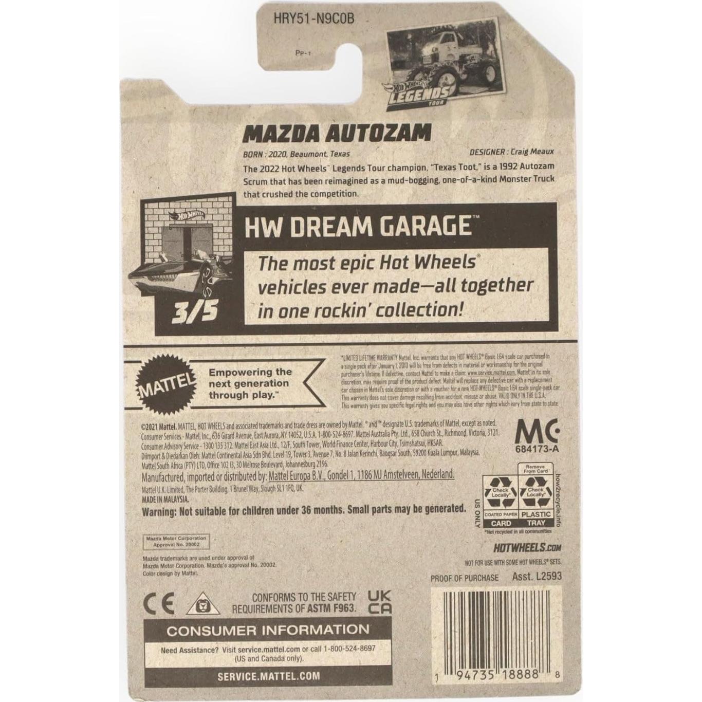 Auto a Escala 1:64 Hot Wheels Mazda Autozam Blanco