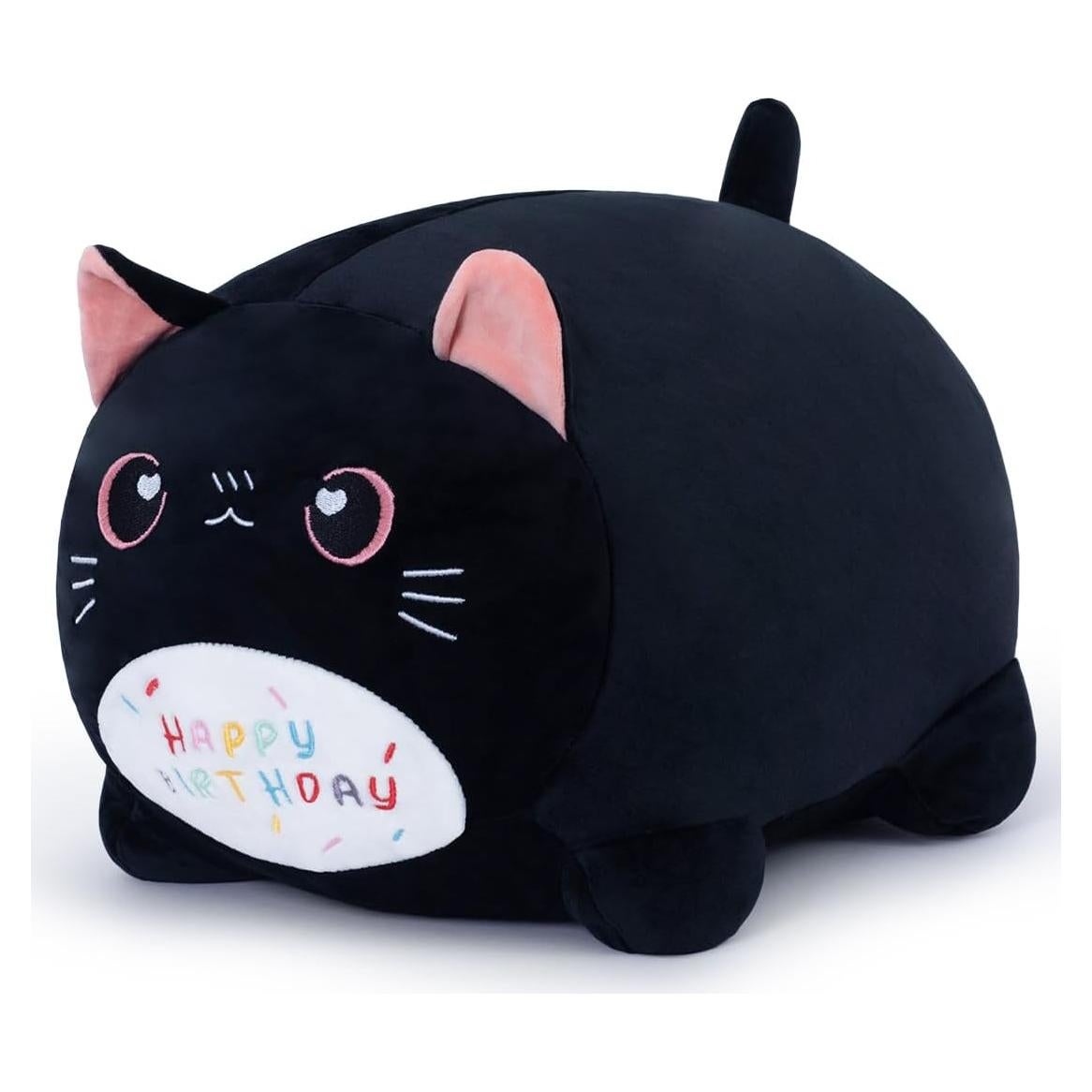 Almohada de Juguete de Felpa Gato Negro 25cm Feliz Cumpleaños
