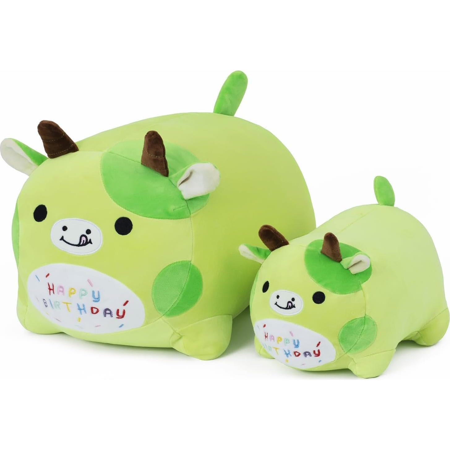 Almohada de Peluche Vaca de Aguacate 25 cm Feliz Cumpleaños