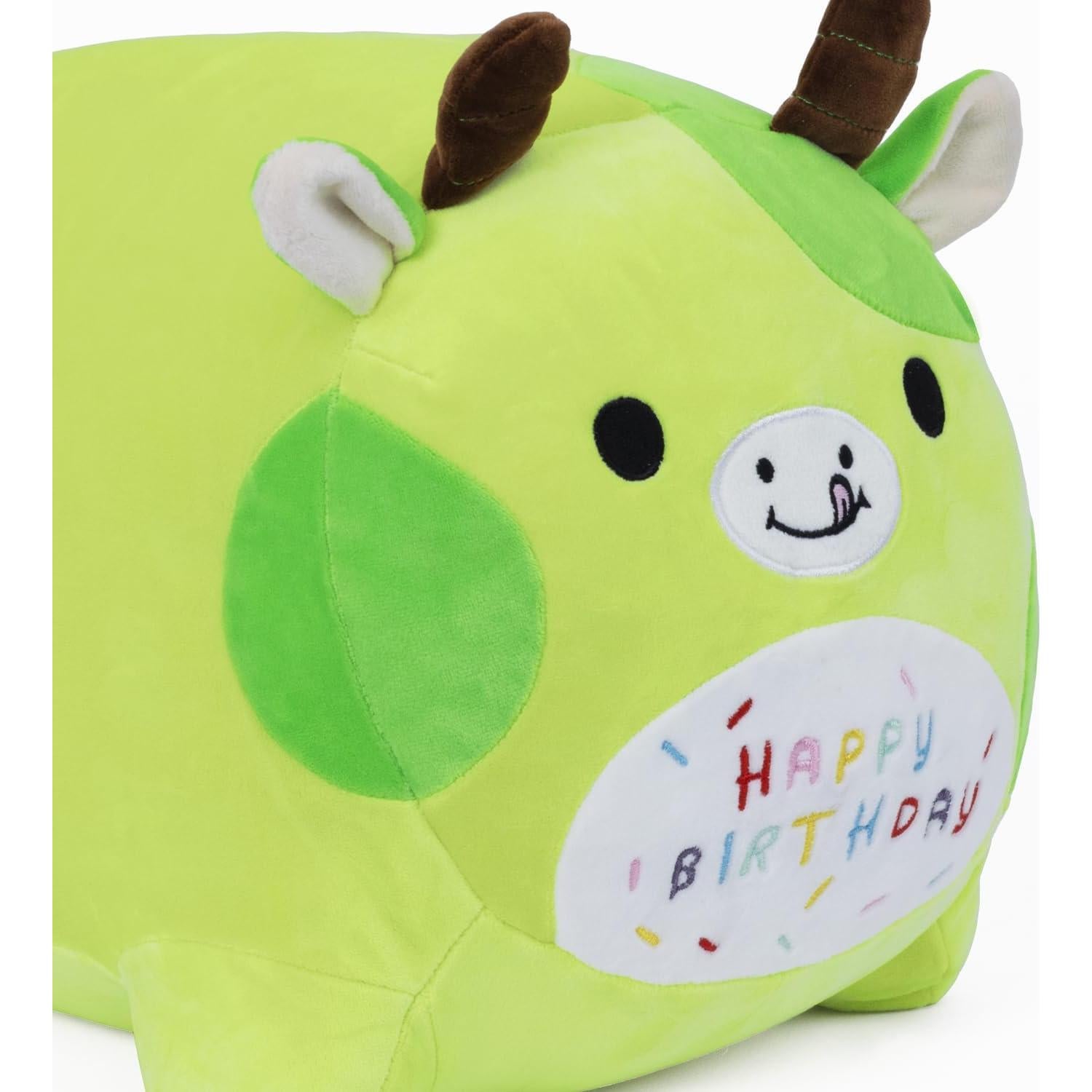 Almohada de Peluche Vaca de Aguacate 25 cm Feliz Cumpleaños