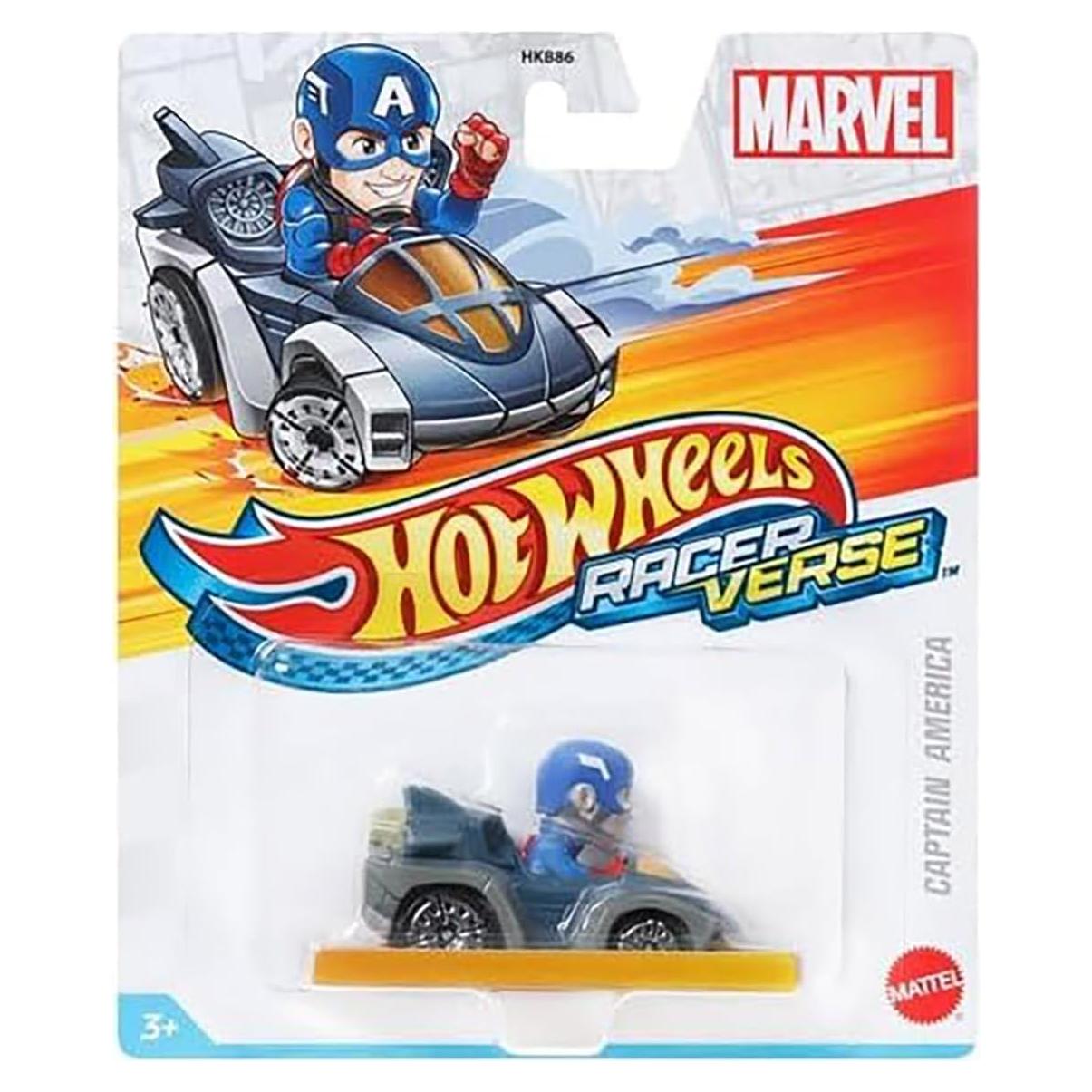 Hot Wheels RacerVerse Coche Capitán América Metal 3.18x6.35cm