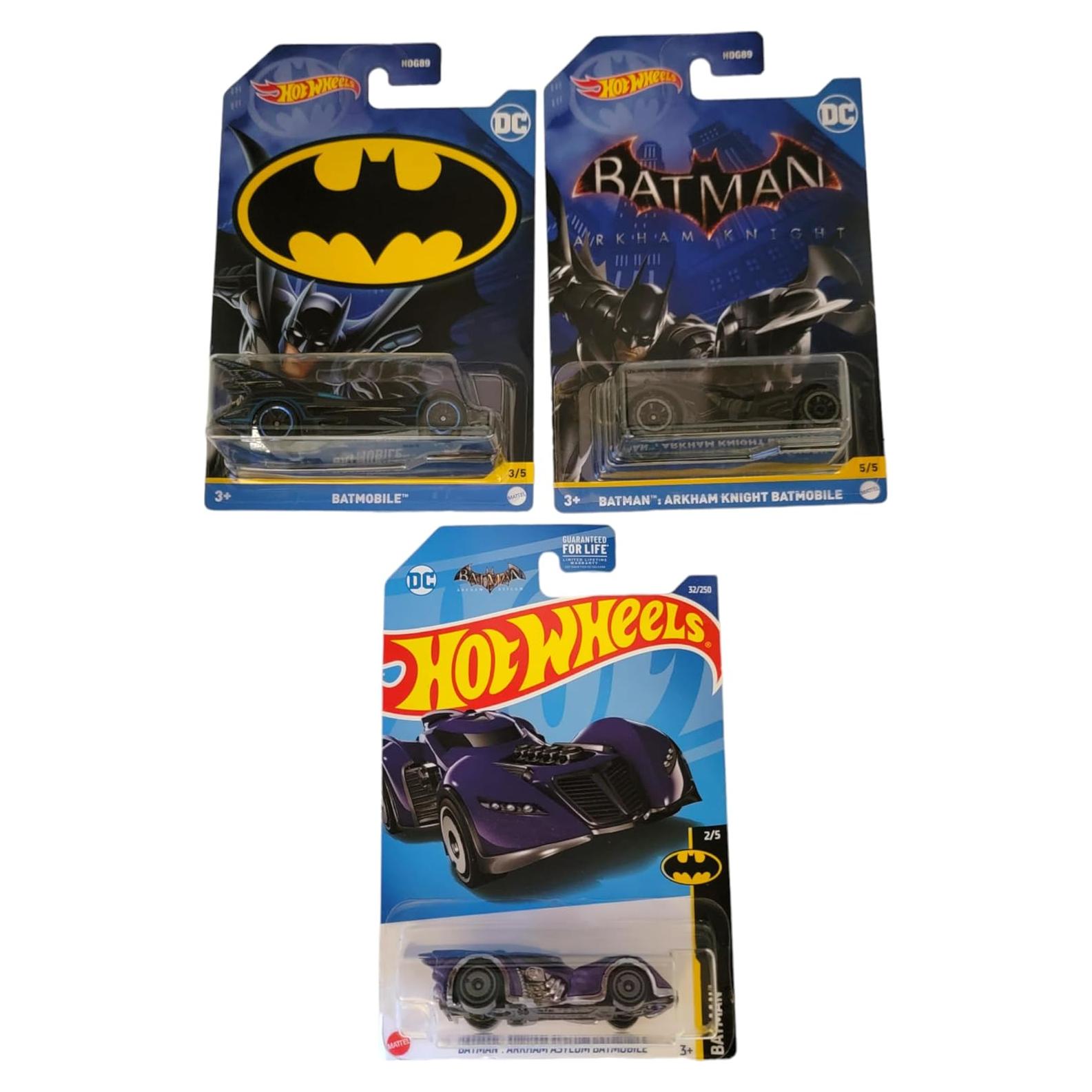 Paquete de 3 vehículos Hot Wheels Batman de metal fundido