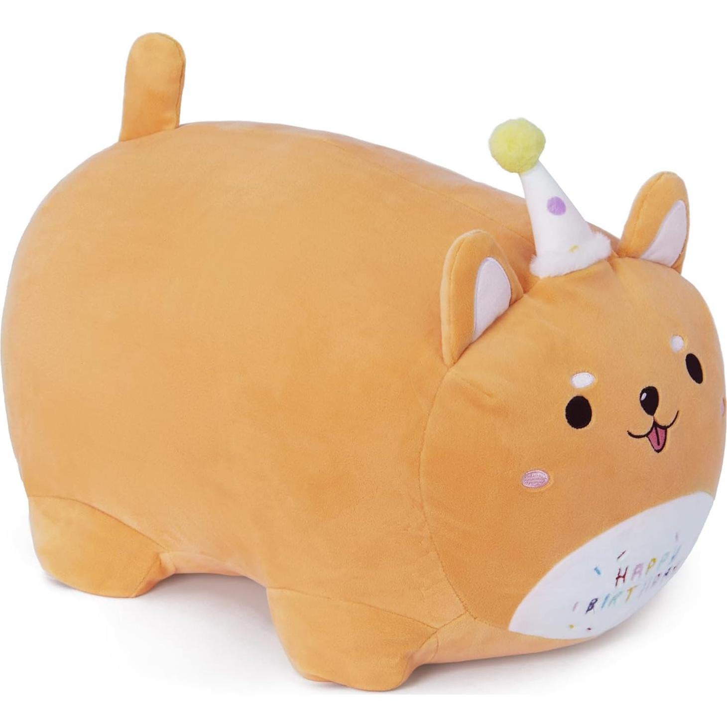 Almohada de Juguete de Felpa Corgi Feliz Cumpleaños 40cm