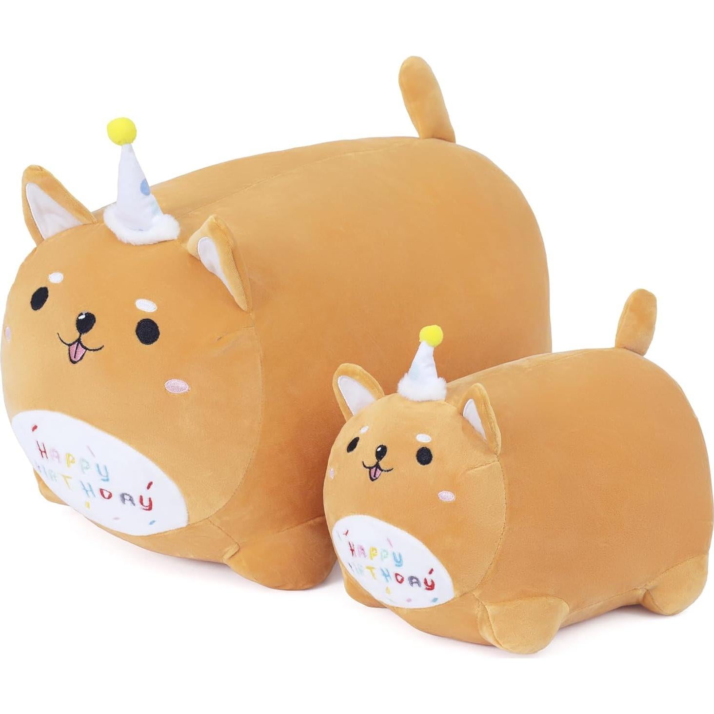 Almohada de Juguete de Felpa Corgi Feliz Cumpleaños 40cm
