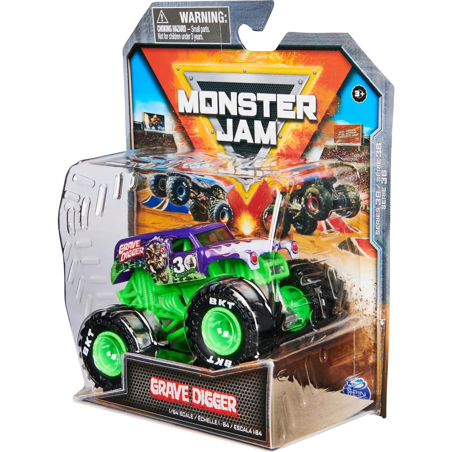 Camión Monstruo Grave Digger 1:64 Spin Master - Juguete para Niños 3+
