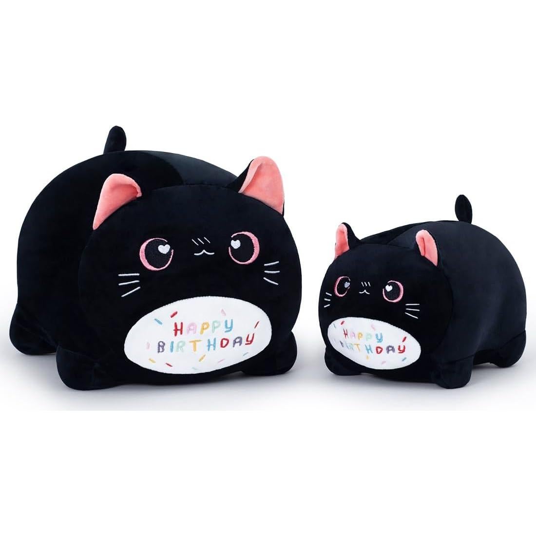 Almohada de Juguete de Felpa Gato Negro 40 cm Feliz Cumpleaños