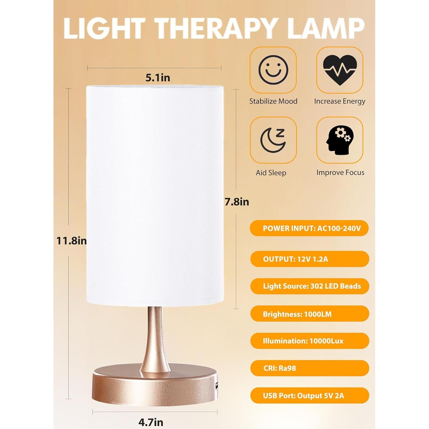Lámpara de Terapia de Luz OYADISIIOP 10000 Lux Regulable con Control Remoto