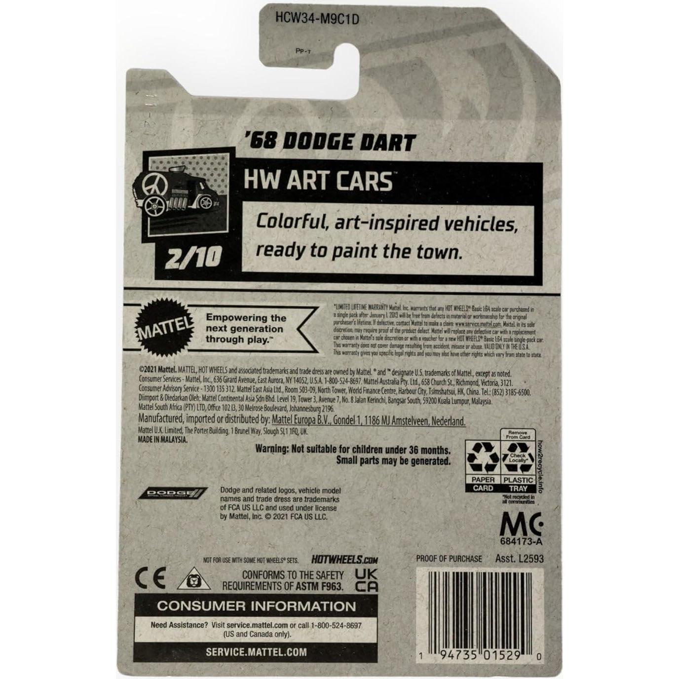 Auto de colección Hot Wheels '68 Dodge Dart Art Cars 1:64