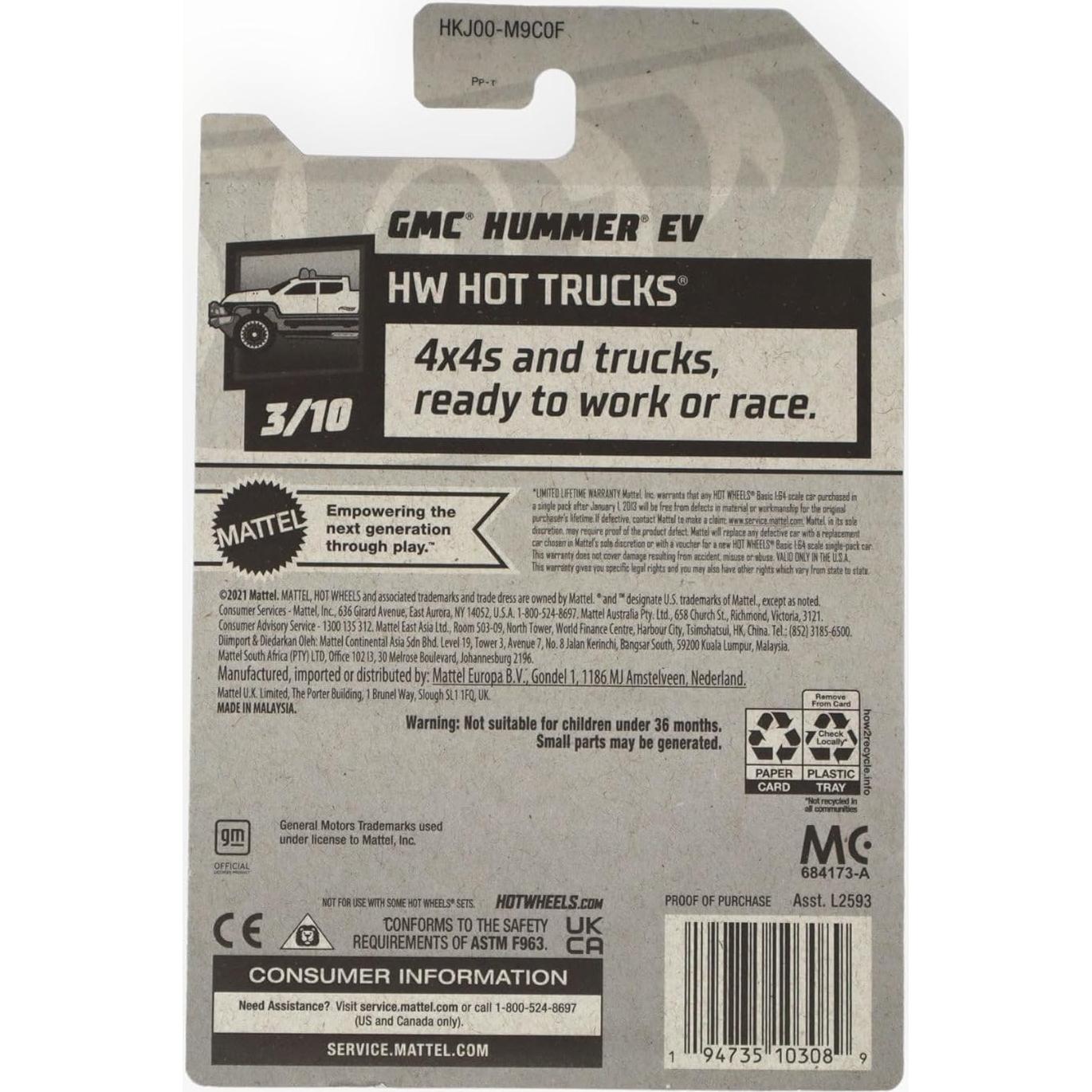 Hot Wheels GMC Hummer EV 1:64 Blanco - Mattel