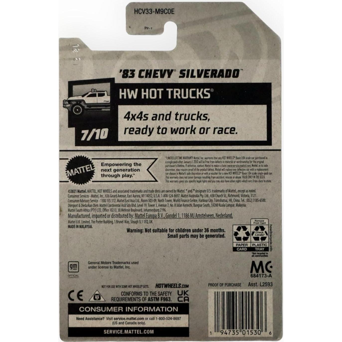 Hot Wheels Chevy Silverado '83 Miniatura 7.62 cm Verde