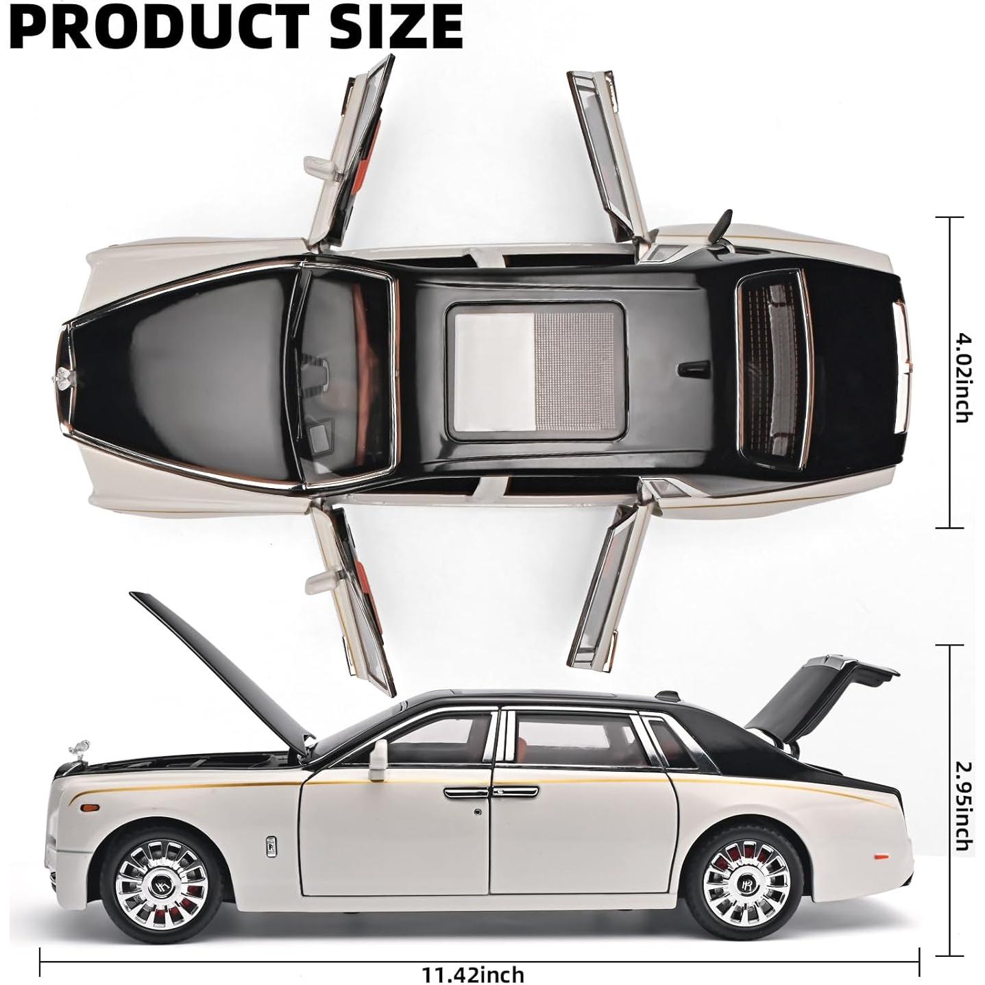 Coche de Juguete de Metal Fundido OANMYJJO 1:18 Blanco con Luz y Sonido