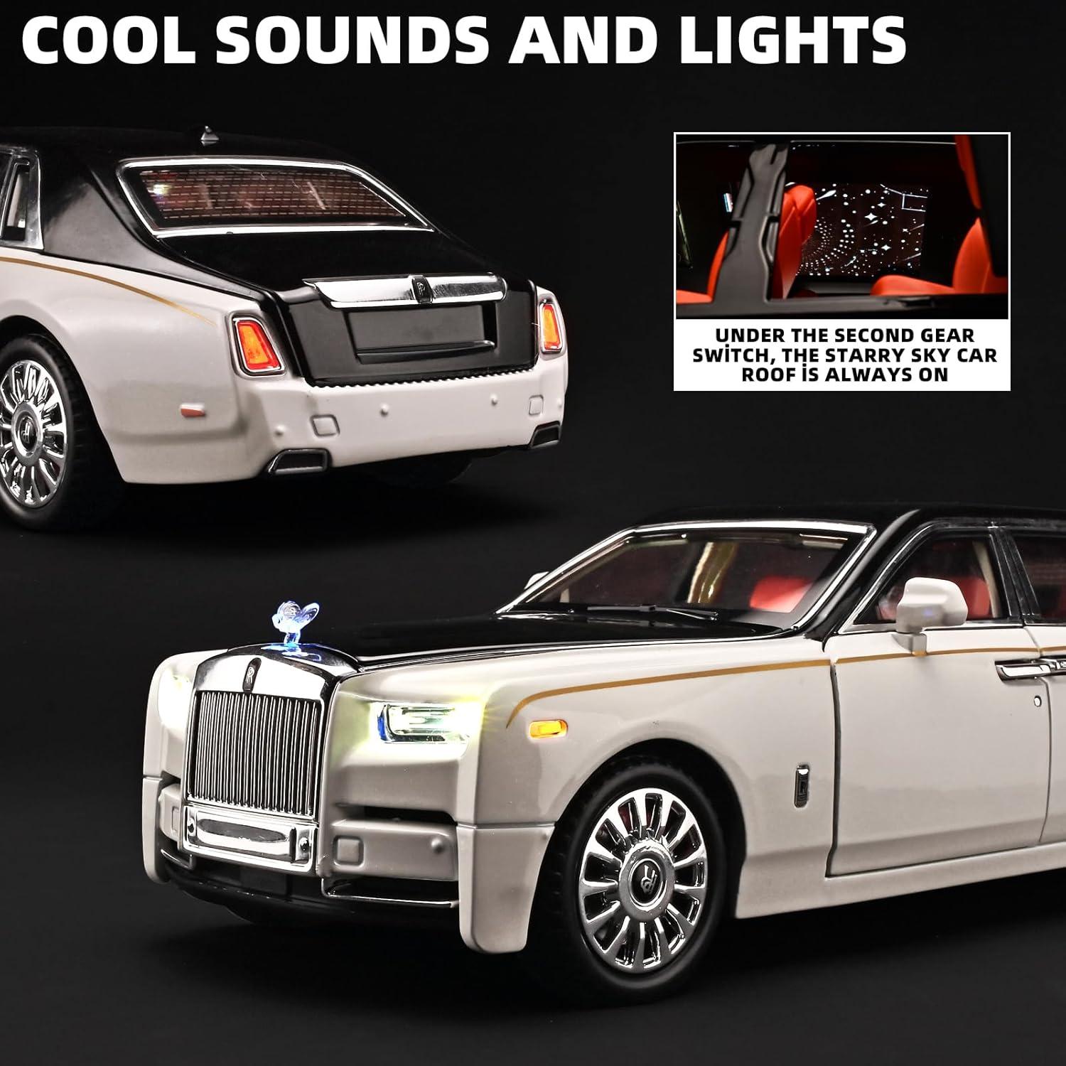 Coche de Juguete de Metal Fundido OANMYJJO 1:18 Blanco con Luz y Sonido