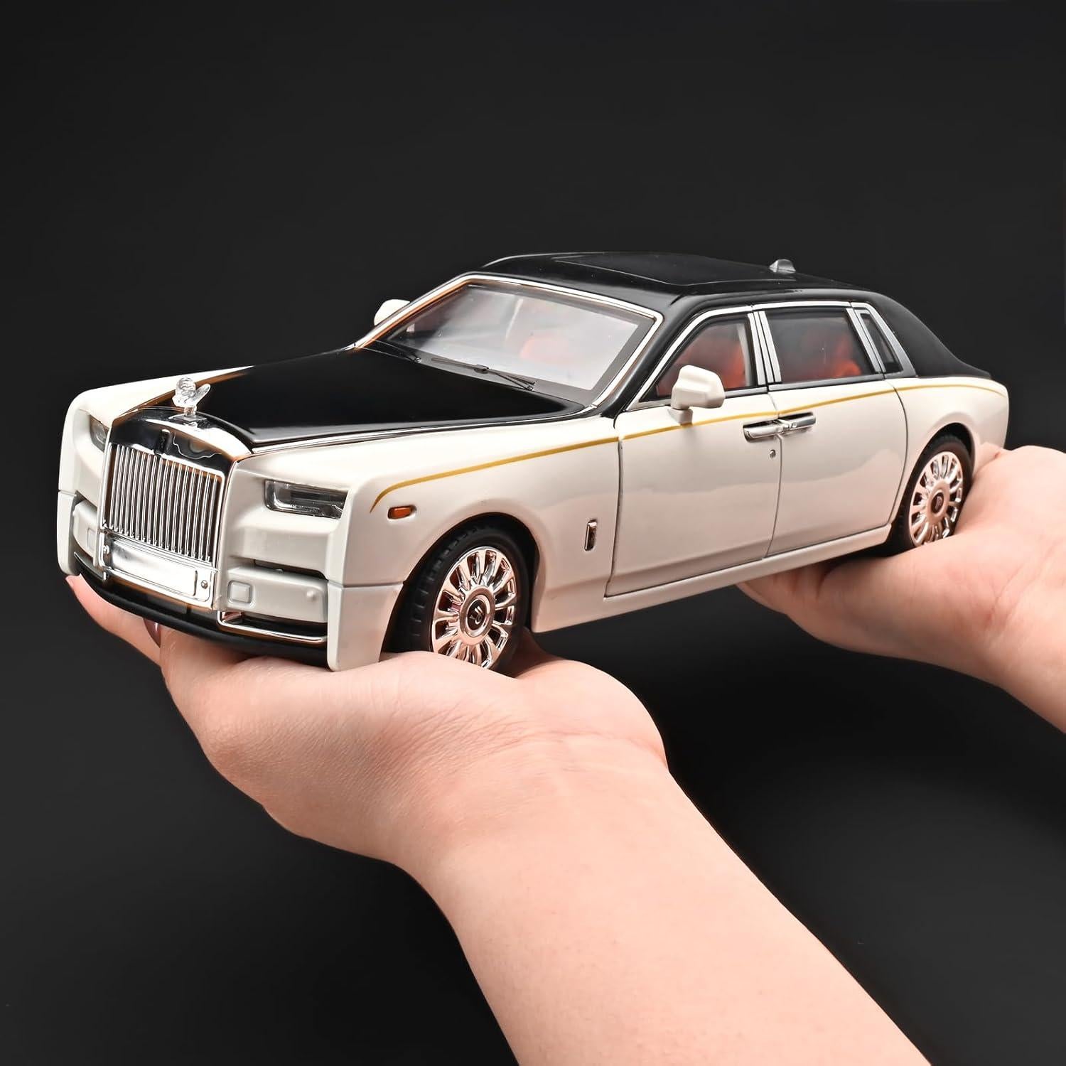 Coche de Juguete de Metal Fundido OANMYJJO 1:18 Blanco con Luz y Sonido