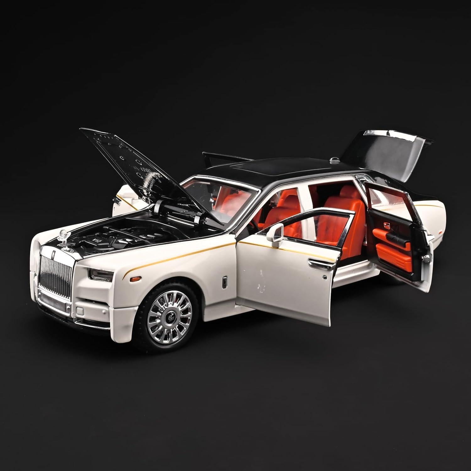 Coche de Juguete de Metal Fundido OANMYJJO 1:18 Blanco con Luz y Sonido