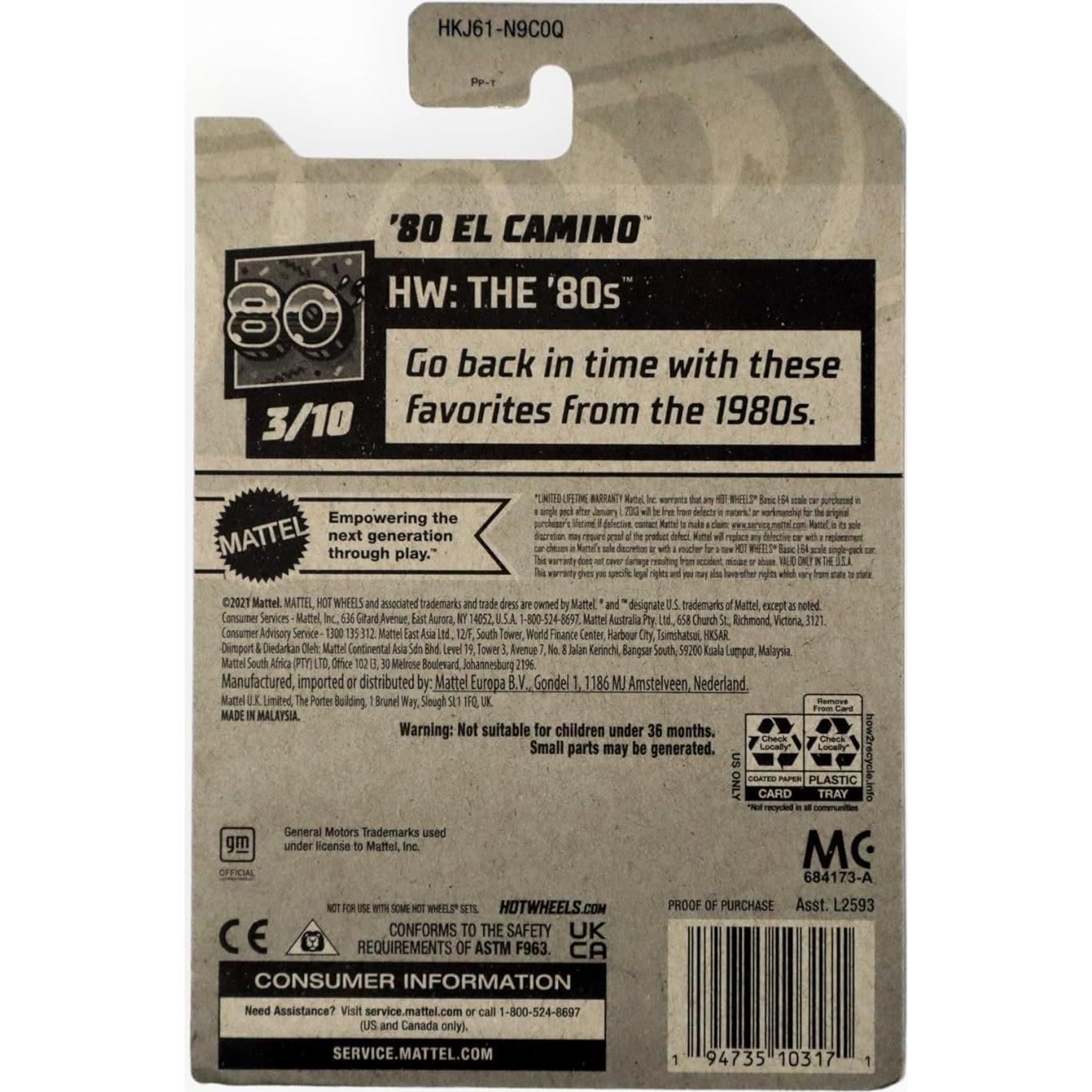 Hot Wheels El Camino 1980 Escala 1:64 Metal Verde