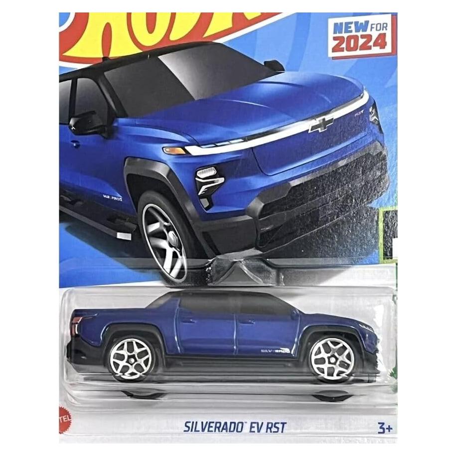 Hot Wheels Mini Coche Chevrolet Silverado EV RST Azul 7.5 cm