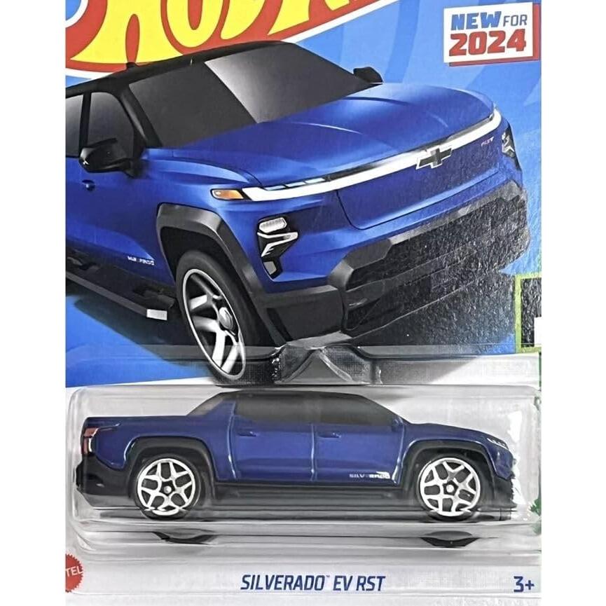 Hot Wheels Mini Coche Chevrolet Silverado EV RST Azul 7.5 cm