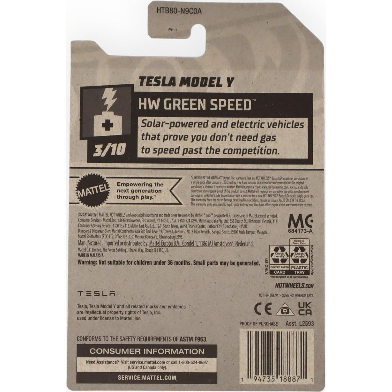 Auto a Escala Hot Wheels Tesla Model Y Azul 1:64