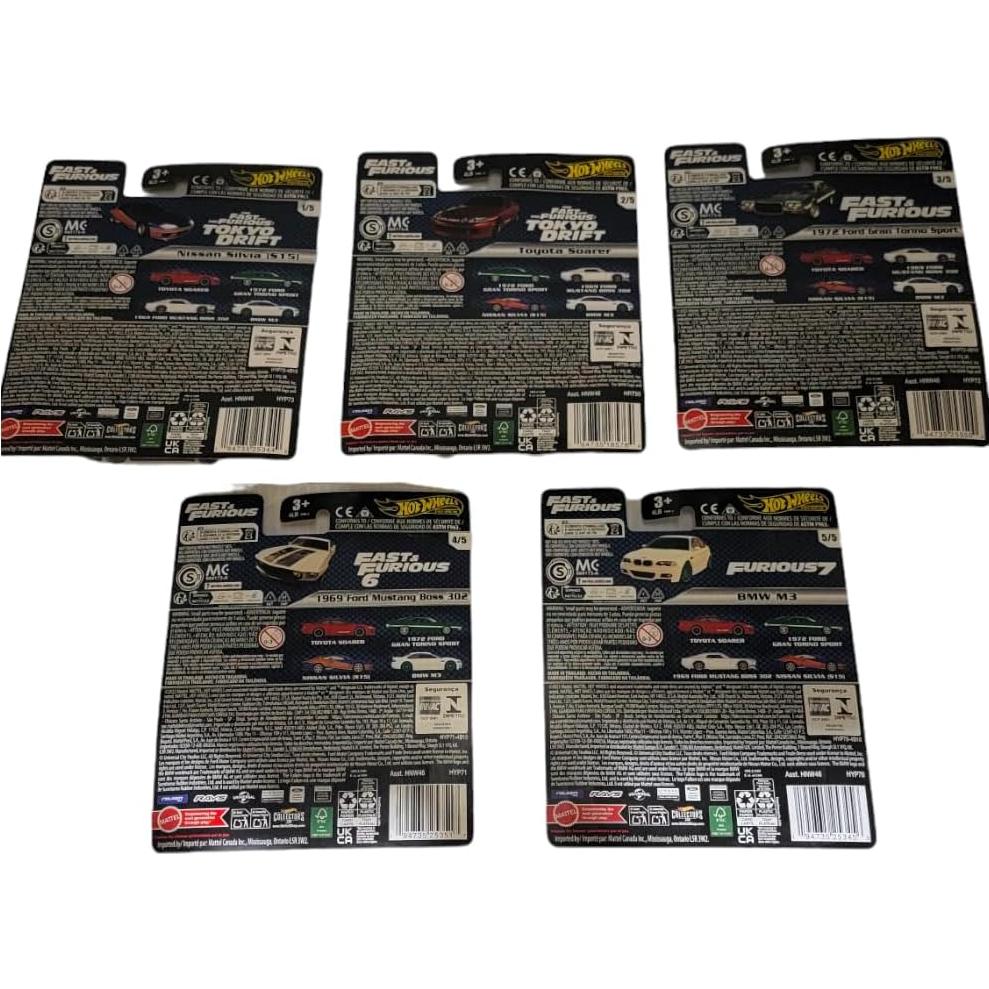 Conjunto de Autos Diecast Hot Wheels 2024 Rápido y Furioso 5 Piezas