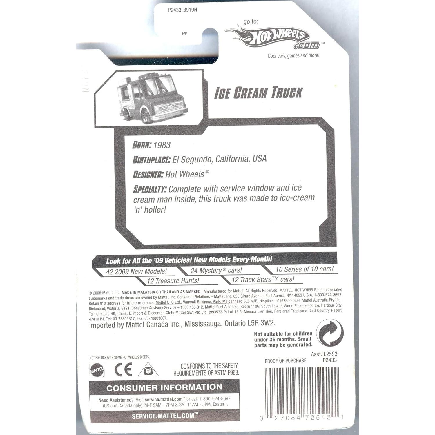 Camión de Helados Hot Wheels 2009 1:64 Púrpura