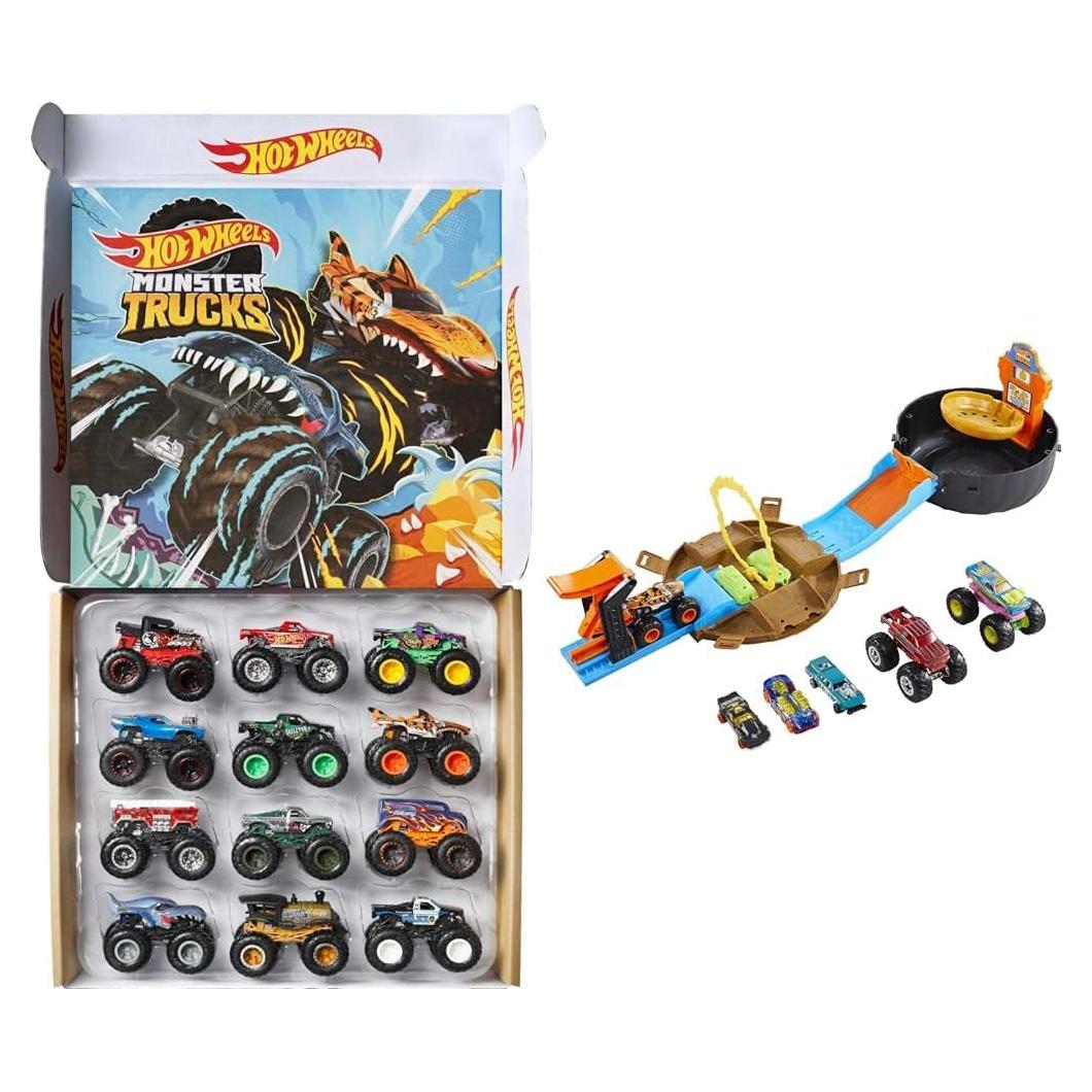 Juego de Camiones Monstruo Hot Wheels 12 Piezas 1:64 + Acrobacias