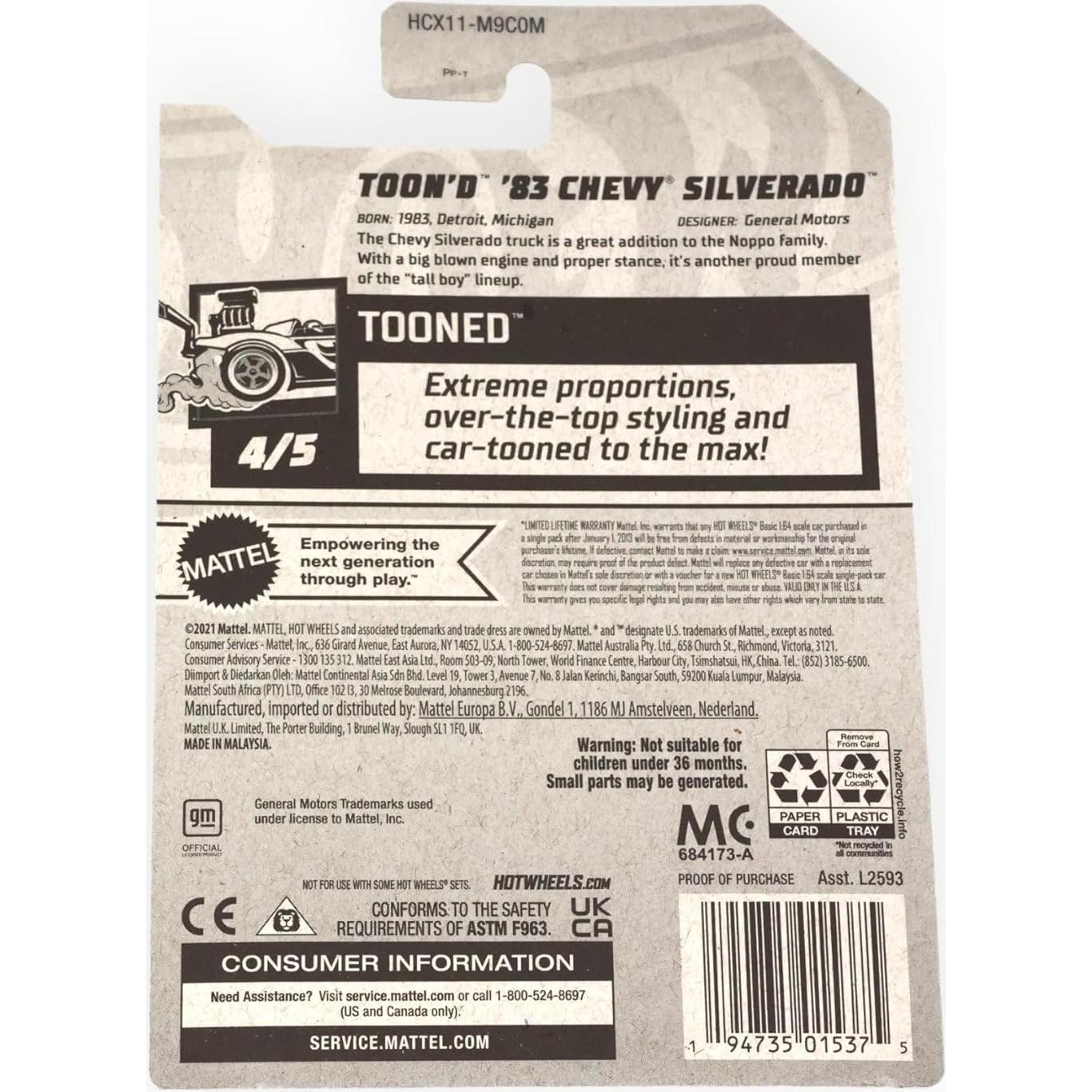 Hot Wheels 2022 - Chevy Silverado Toon'd 4/5 Rojo 104/250