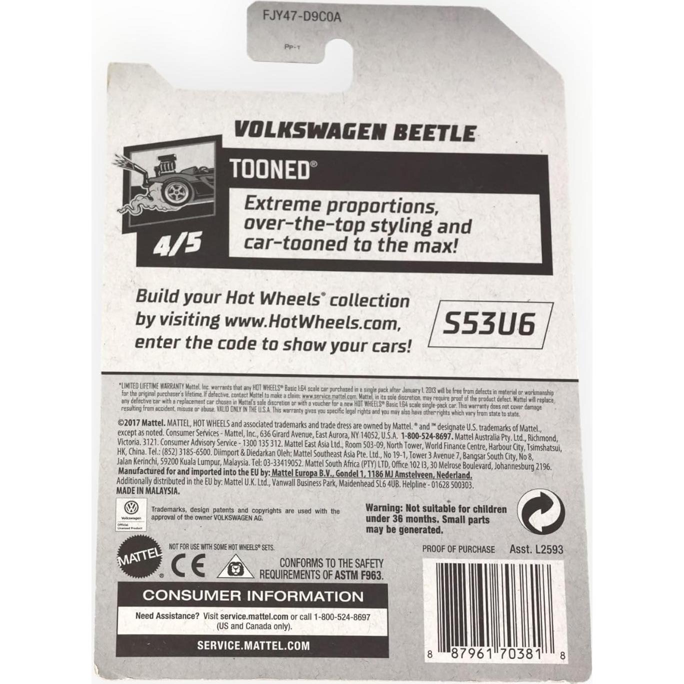 Hot Wheels Volkswagen Beetle Azul Claro 1:64 Coleccionable