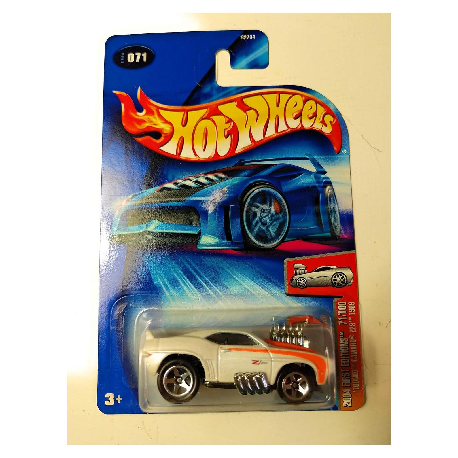 Hot Wheels 1:64 Escala 2004 Tooned Camaro Z28 1969 Blanco