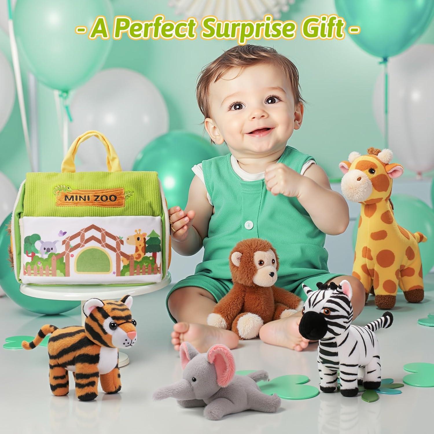 Conjunto de Animales de Peluche Mini Zoo OUOZZZ - 5 Figuras