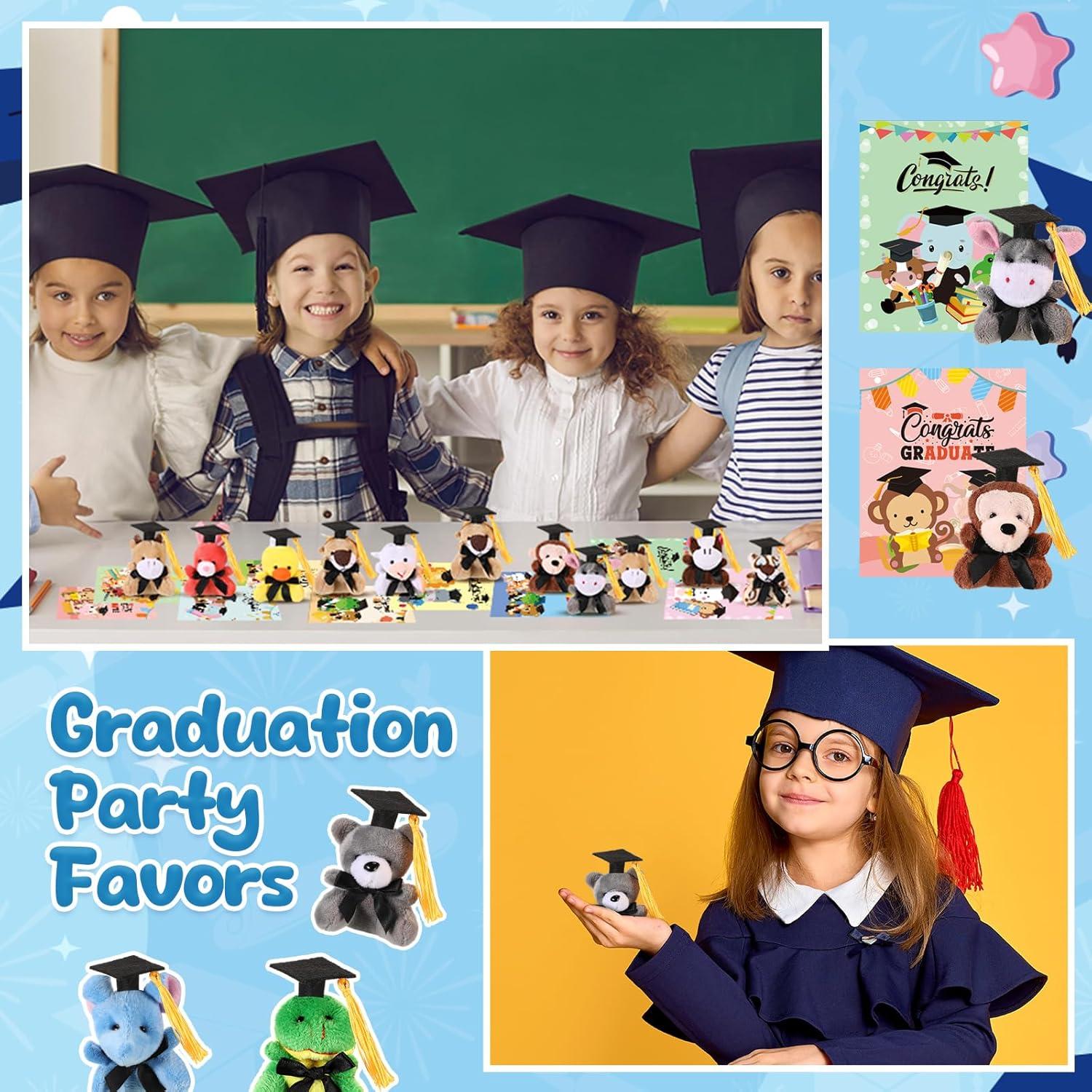 30 Mini Animales de Peluche Graduación + Tarjetas Personalizadas