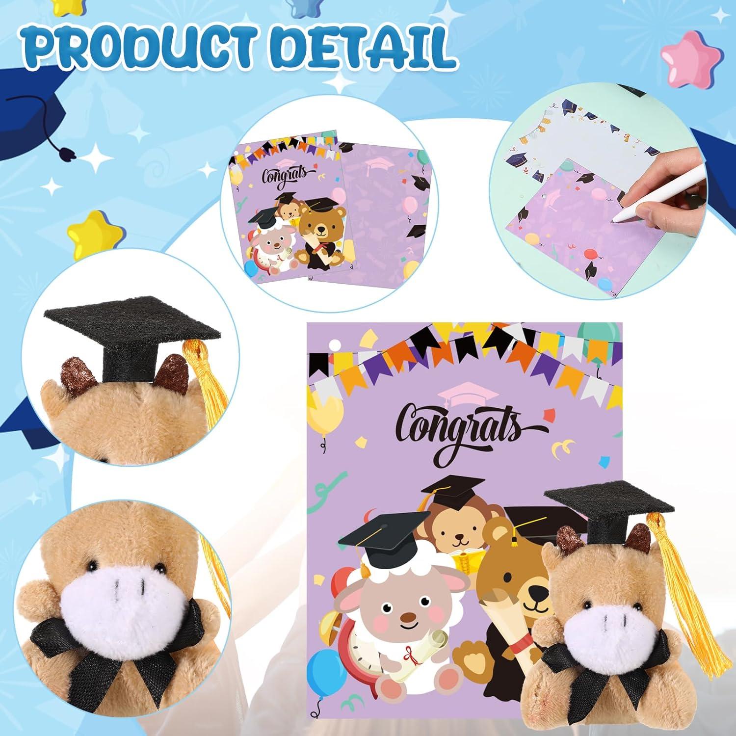 30 Mini Animales de Peluche Graduación + Tarjetas Personalizadas